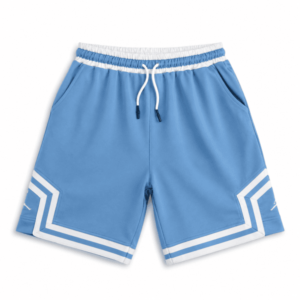 Sky Blue Basketball Shorts – White Geometric Trim