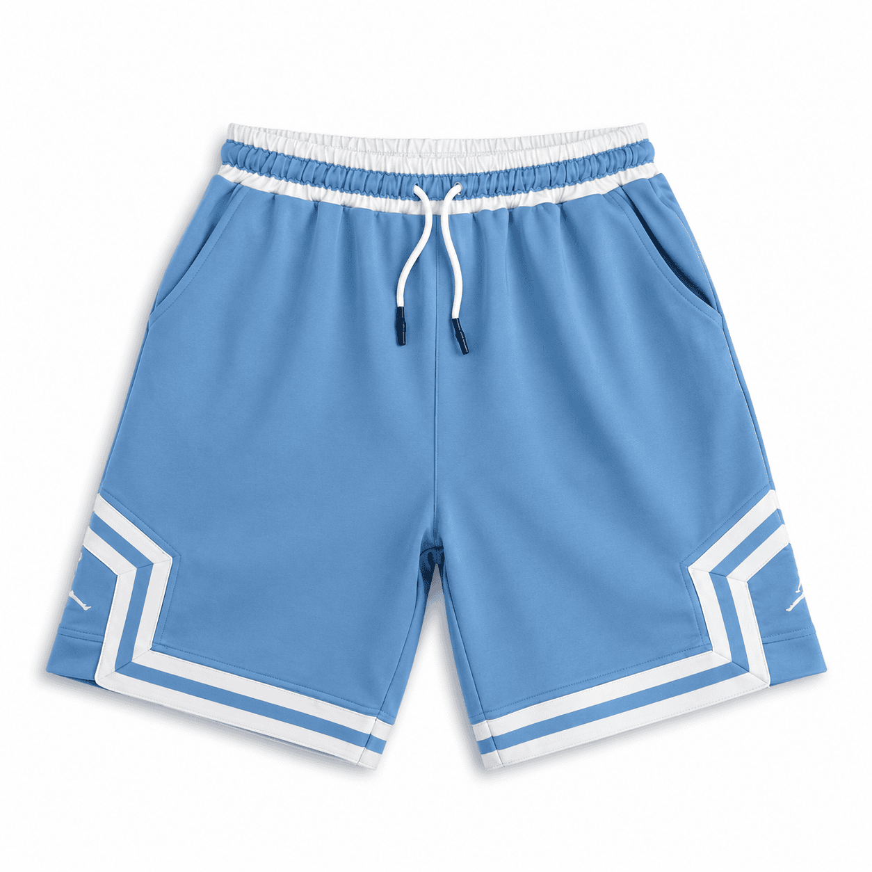 2ad7753c-93d4-4133-ae88-5b56ce72d1d4 | UAE SPORT STORE Sky Blue Basketball Shorts – White Geometric Trim