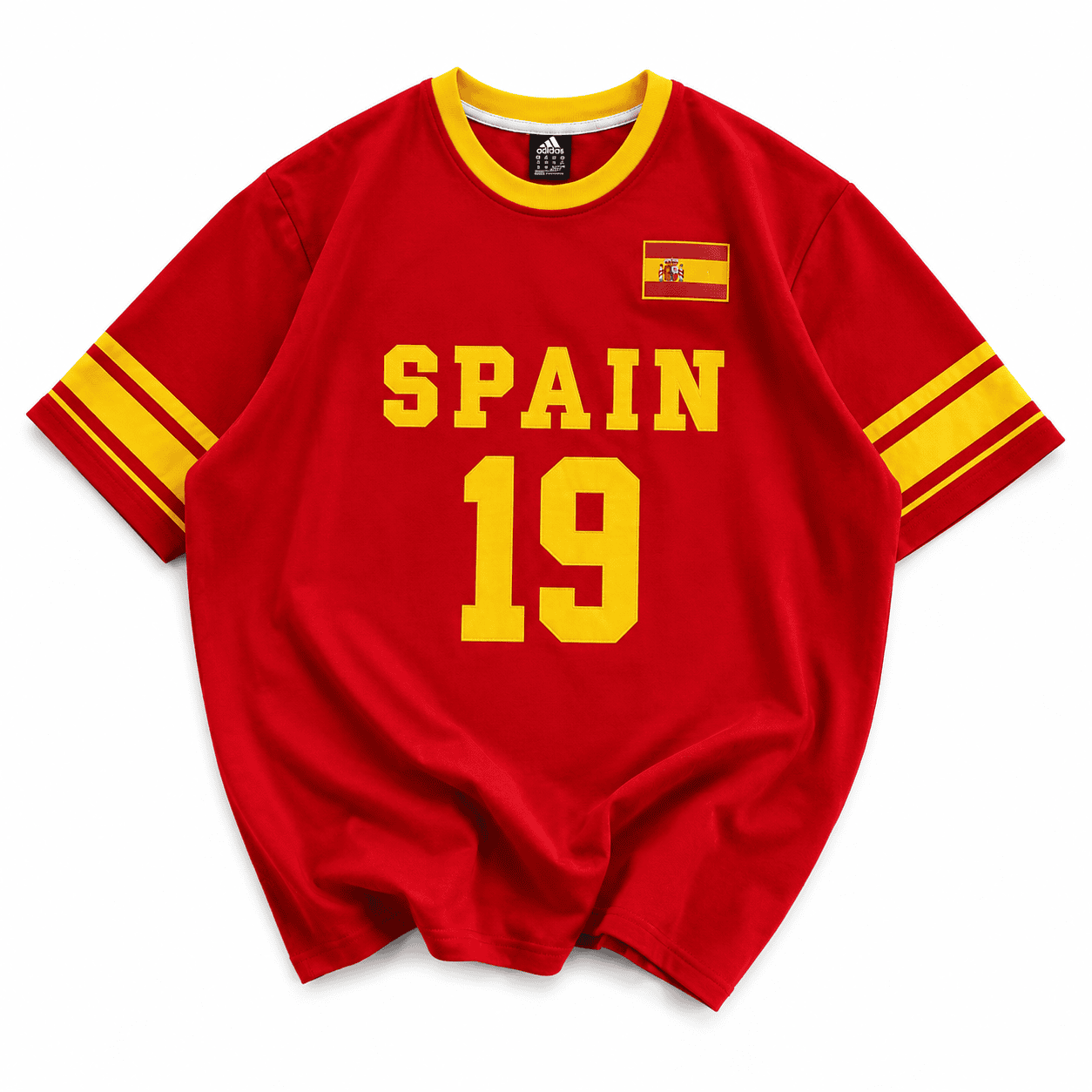 41189107-45b3-41c7-aec4-0ec93e5b3303 | UAE SPORT STORE Spain-Inspired 19 Oversized Jersey Tee – Red/Yellow