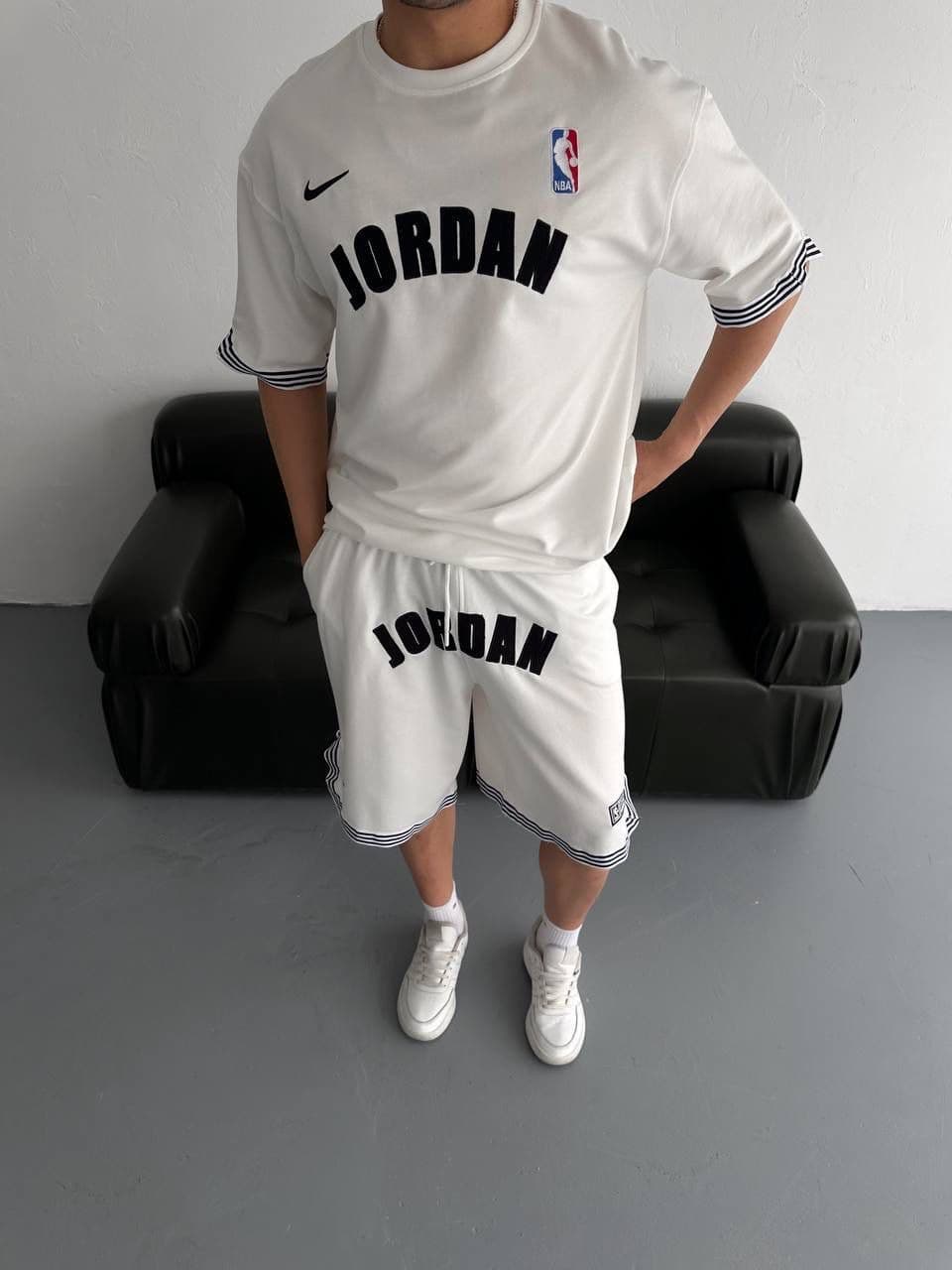 5077c753-21c5-4cb7-b9c9-155cff6b43d1 | UAE SPORT STORE White Basketball Jersey Tee and Shorts Set – Black Stripe Trim