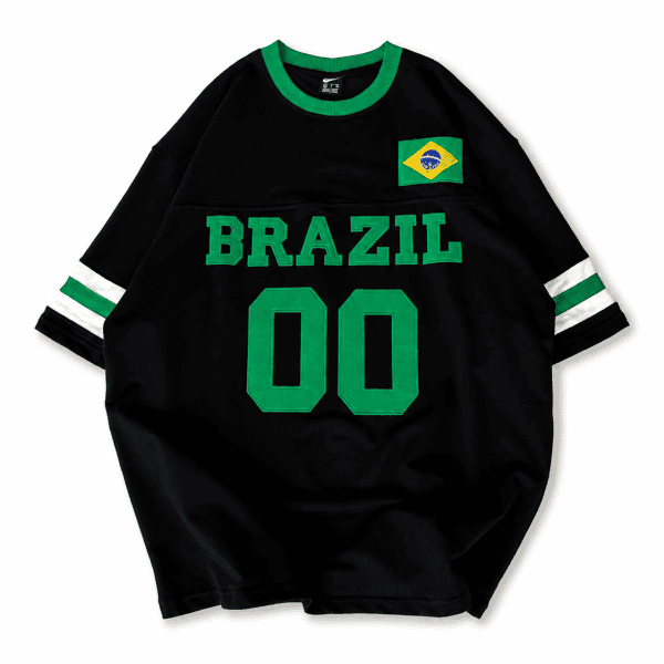 Brazil 00 Oversized Jersey Tee – Black/Green