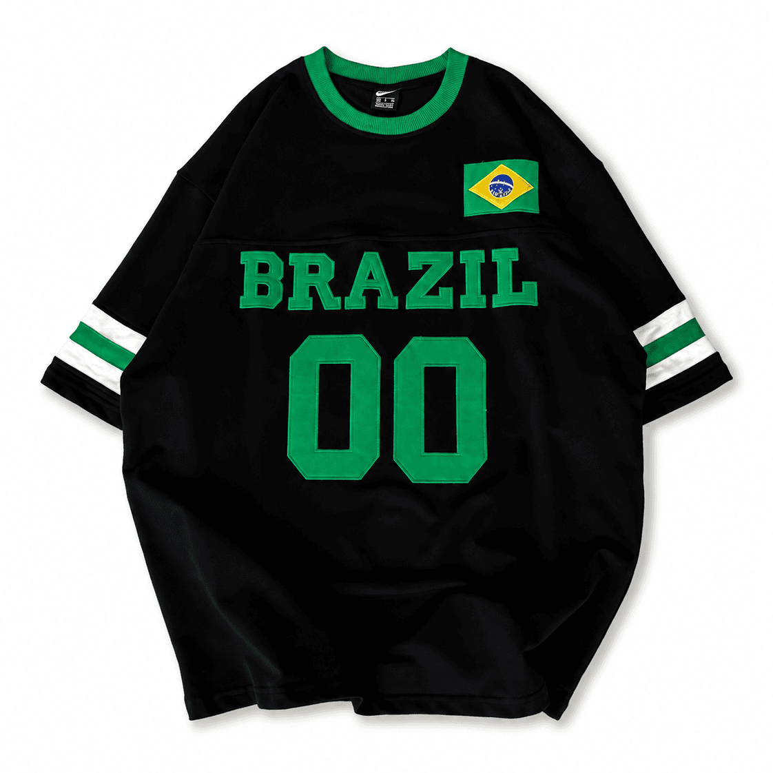 5c28d5dd-8b0c-44ca-af84-20056f8afa8f | UAE SPORT STORE Brazil 00 Oversized Jersey Tee – Black/Green