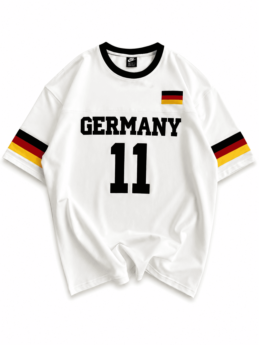 5fd47397-6eb6-4f0f-9481-4ceddc0d4b76 | UAE SPORT STORE Germany 11 Oversized Jersey Tee – White/Black