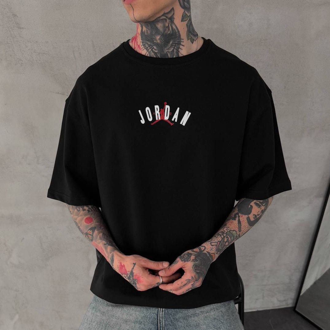 6b45f2be-79e7-4e0d-b72e-acf8e80dd1d3 | UAE SPORT STORE Men’s Oversized Black Streetwear T-Shirt with Back Graphic Print