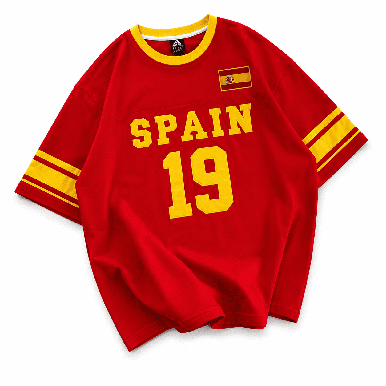 70f55c25-75d3-421d-b20f-753a8c68d40b | UAE SPORT STORE Spain-Inspired 19 Oversized Jersey Tee – Red/Yellow