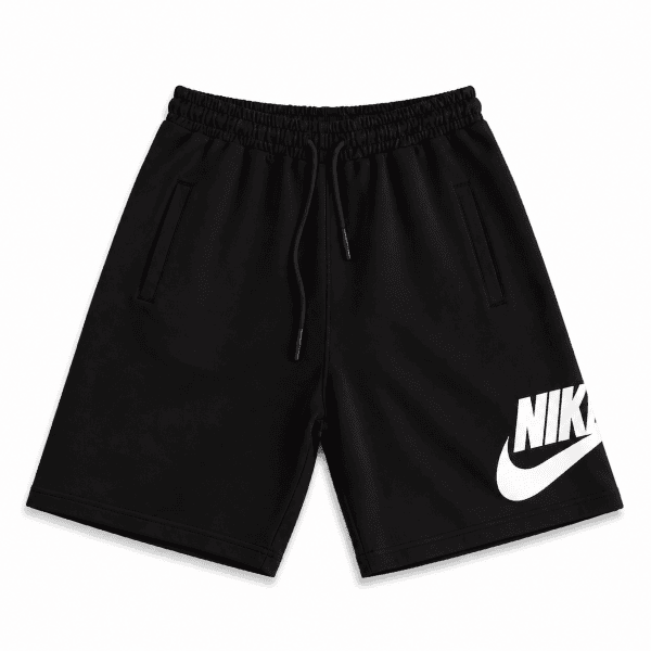 Men’s Black Drawstring Sweat Shorts with White Side Logo