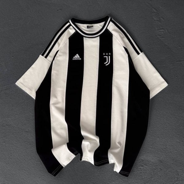Men’s Black and White Striped Football Jersey T-Shirt