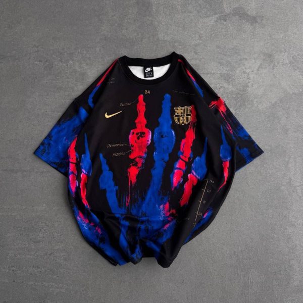 Unisex Black Graffiti Handprint Football Jersey T-Shirt