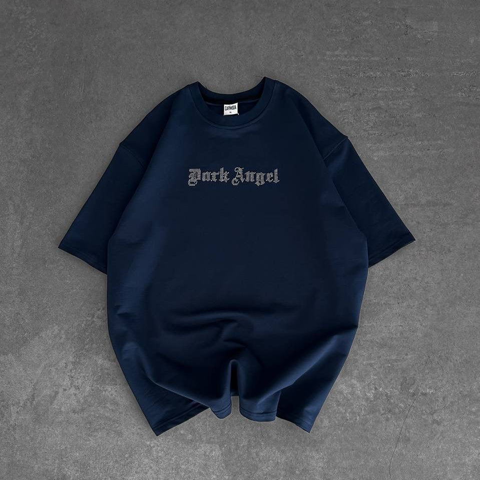 9bd9d774-079b-4ec3-a424-2a3f3db841f1 | UAE SPORT STORE Men’s Navy Oversized Dark Angel Rhinestone T-Shirt