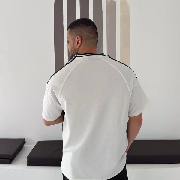 Men’s Black and White Striped Football Jersey T-Shirt