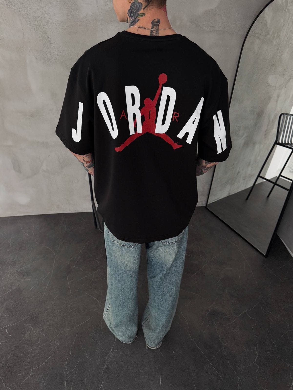 b51645b3-a27e-4504-8b65-d4d736e4f3b8 | UAE SPORT STORE Men’s Oversized Black Streetwear T-Shirt with Back Graphic Print