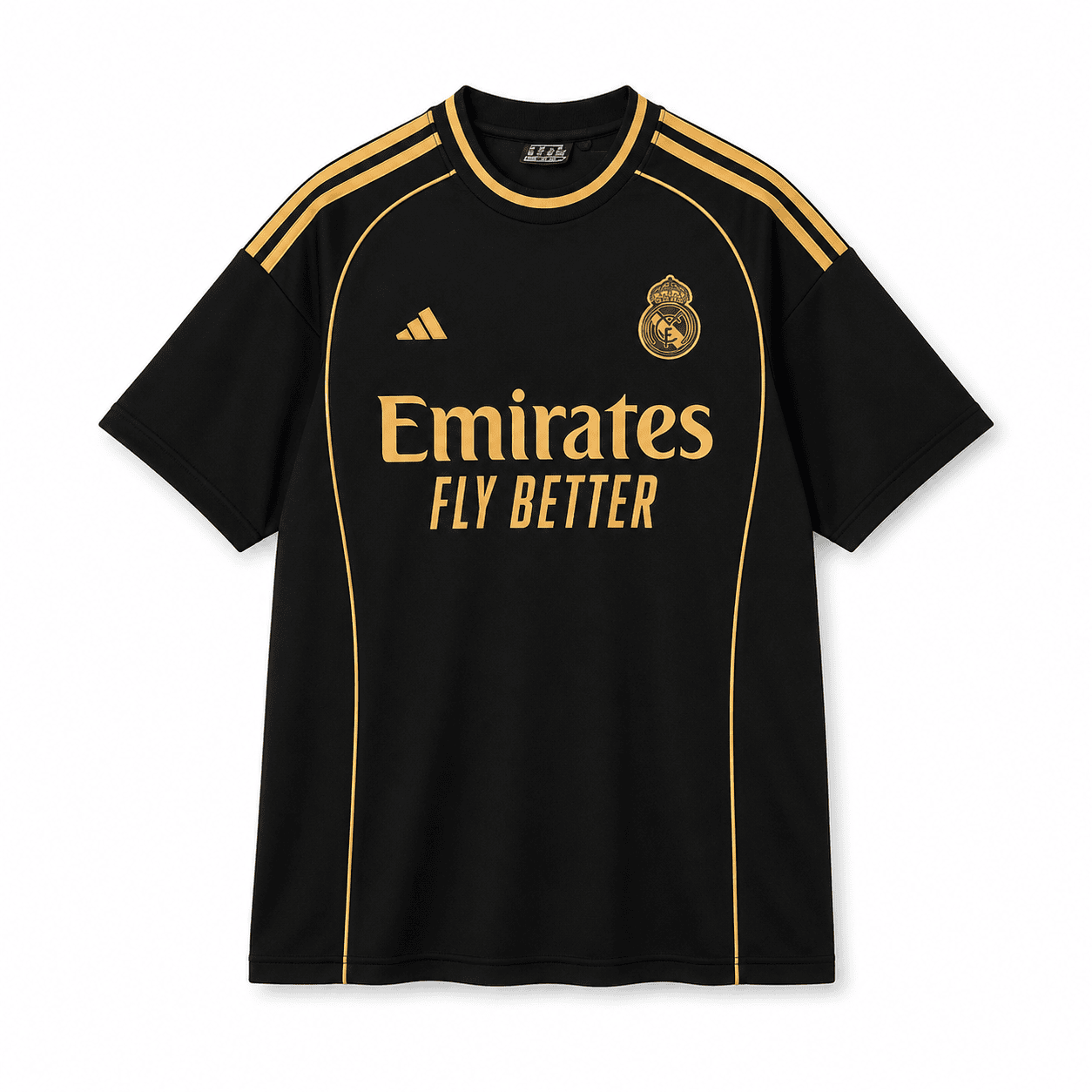 ba20f5d6-9945-48bf-bdcf-e671b6d75104 | UAE SPORT STORE Real Madrid-Men’s Black and Gold Football Jersey T-Shirt