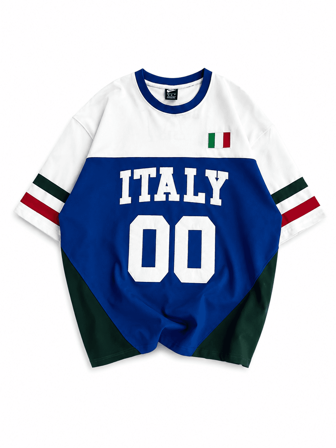 c24e6a65-86df-46f9-81a0-369caad4d92e | UAE SPORT STORE Italy 00 Oversized Colorblock Jersey Tee – Royal Blue/White