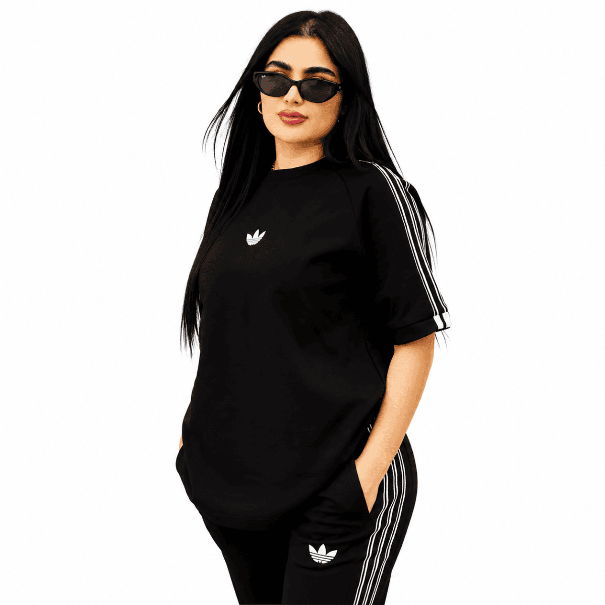 Heritage 3-Stripes Oversized Track Set – BLACK