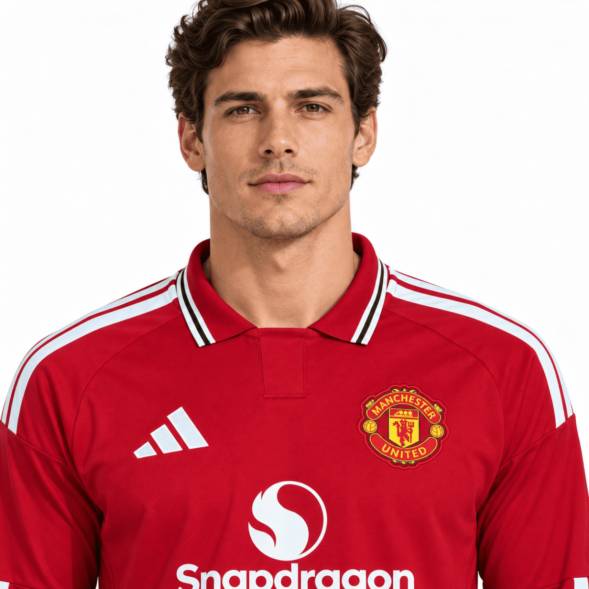 Manchester United home long sleeve jersey 2026/27 in red with club crest and Adidas logo.