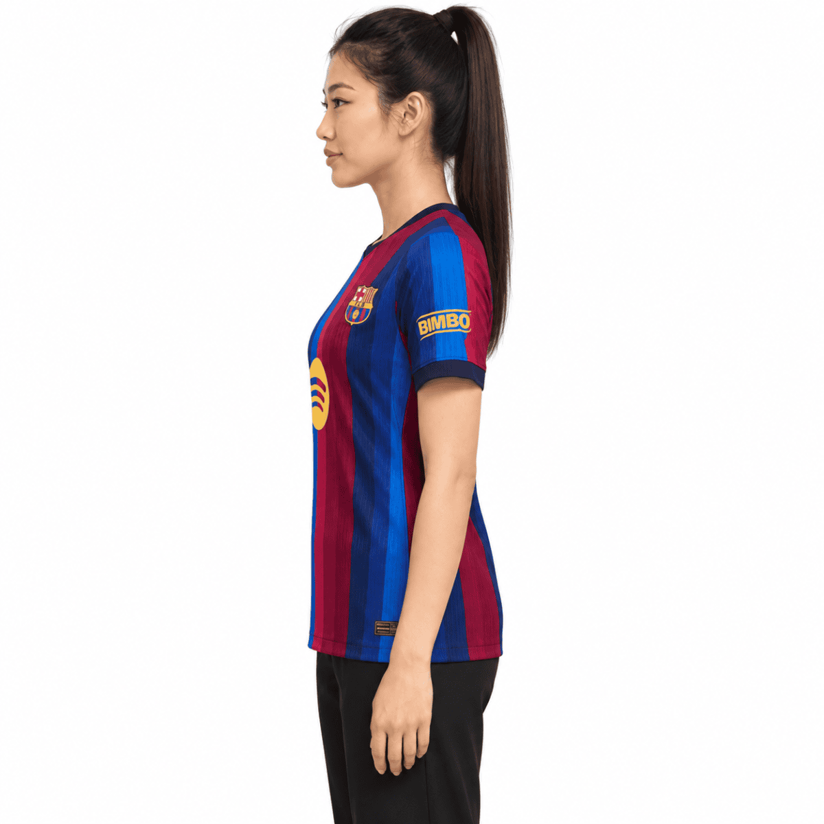 Barcelona Women's home jersey 2026/27 with blue and maroon stripes and club crest.