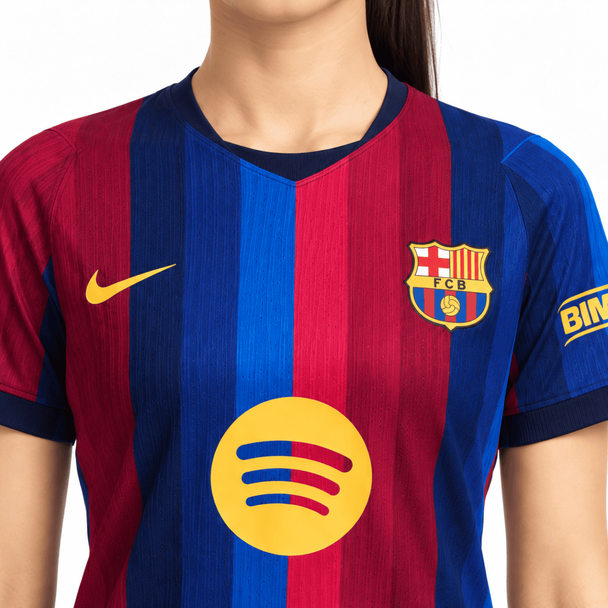 Barcelona Women's Home Jersey 2026/27 with red and blue vertical stripes.