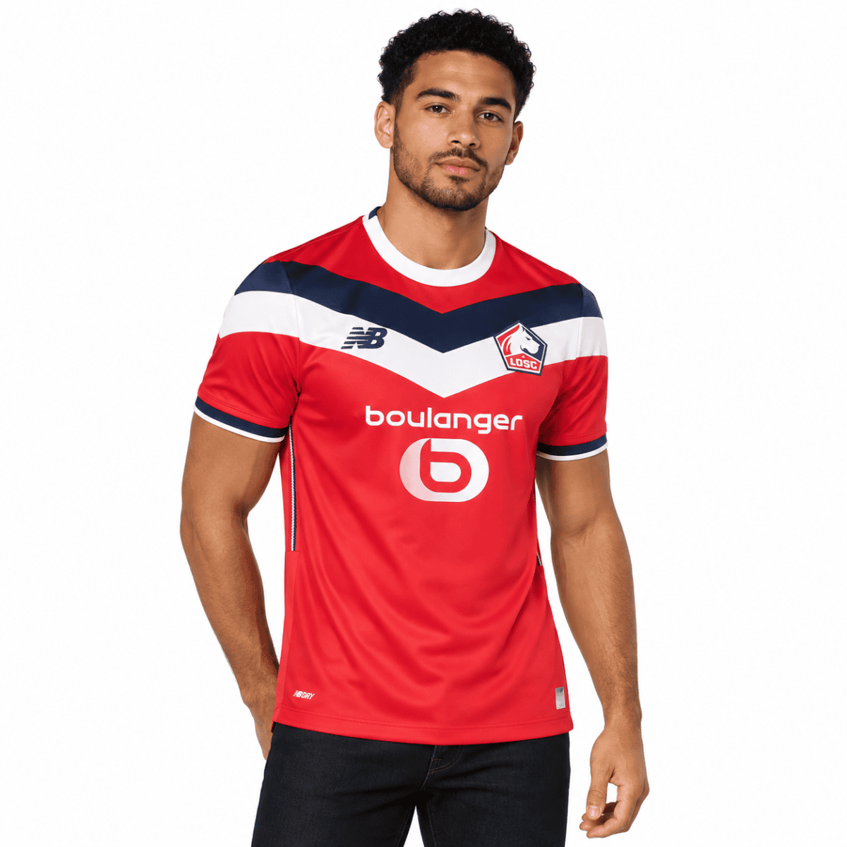 Lille LOSC home football jersey 2026/27 season red and navy with club crest.