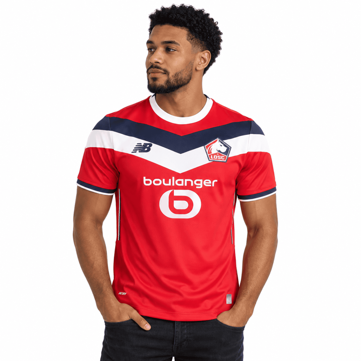Lille LOSC home football jersey 2026/27 with red, white, and blue colors and club crest.