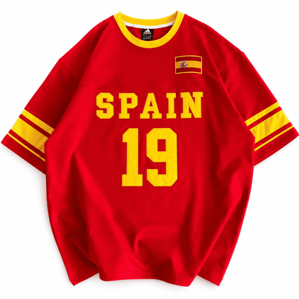 Spain-Inspired 19 Oversized Jersey Tee – Red/Yellow