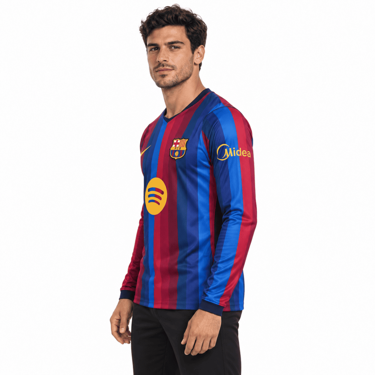 Barcelona home long sleeve jersey 2026/27 with blue and red stripes.