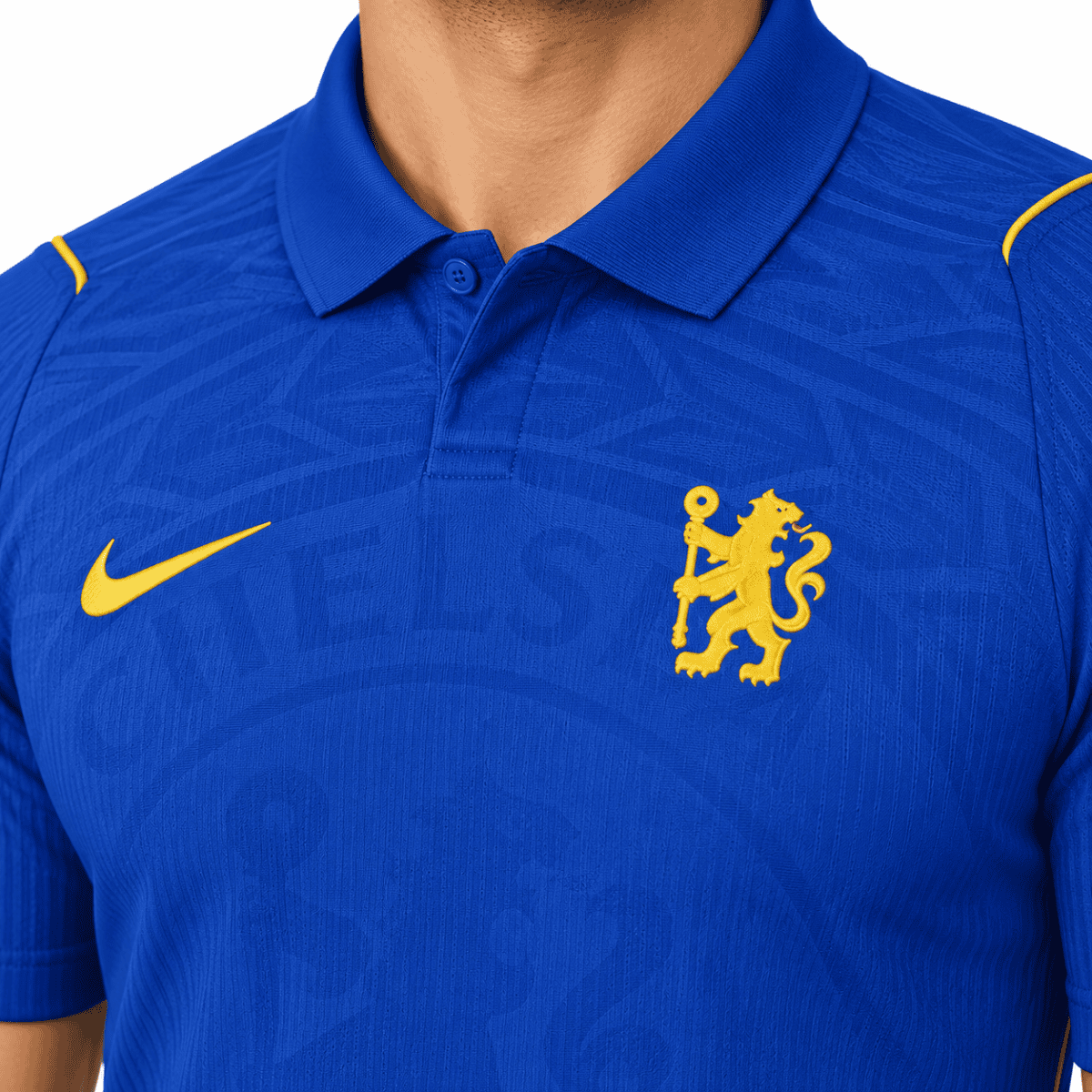 Chelsea home jersey 2026/27 with blue color, yellow crest and Nike logo.