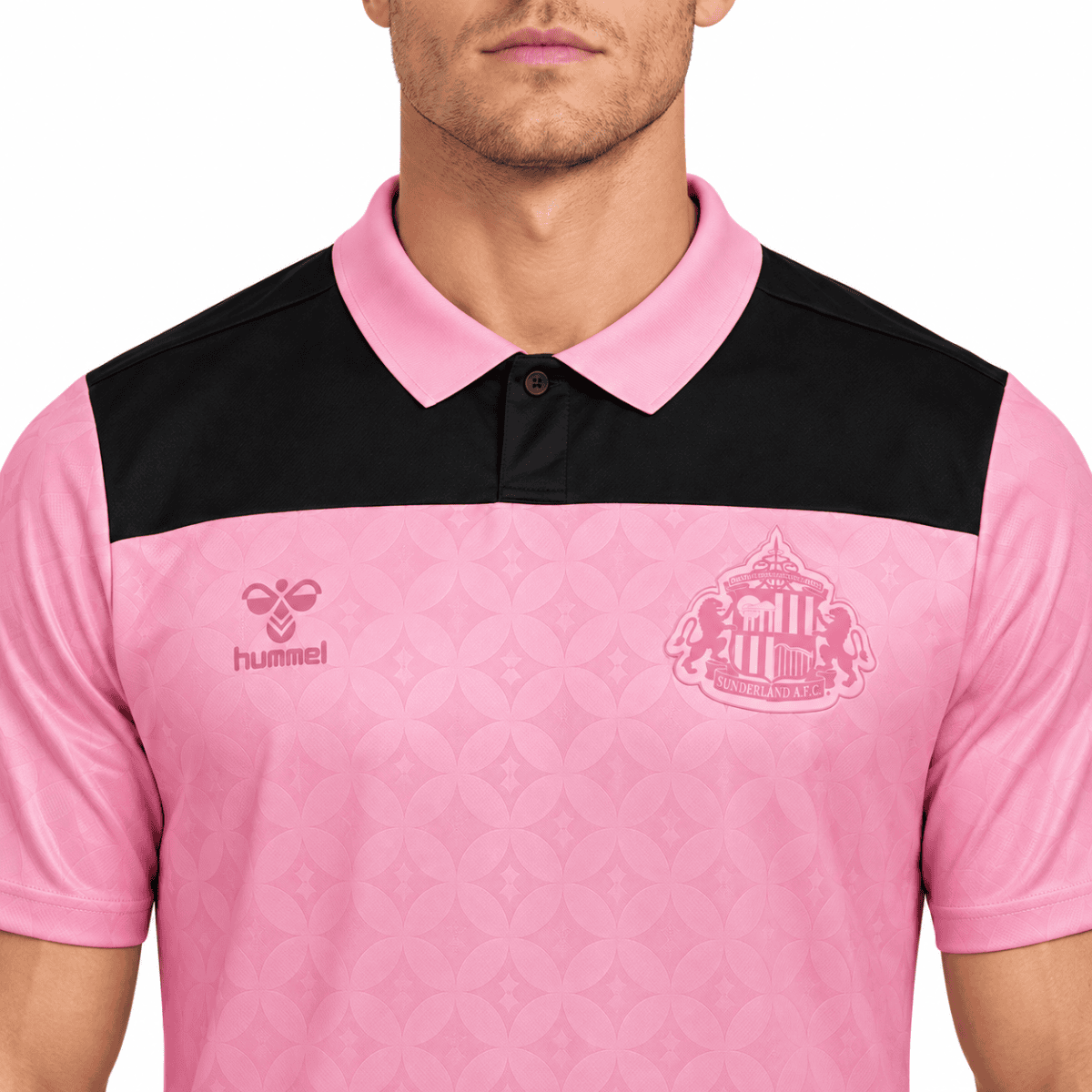 Sunderland away football jersey 2026/27 pink and black kit.