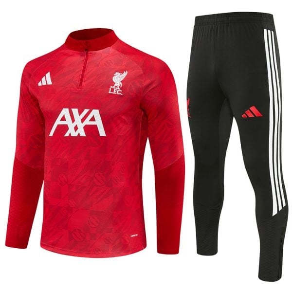 Liverpool red black training tracksuit 2026/27 front view quarter-zip top and black joggers