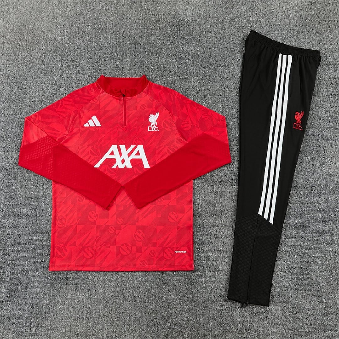 Liverpool Red Black Training Tracksuit 2026/27 - 3 | UAE SPORT STORE Liverpool 2026/27 tracksuit flat lay full set red top black joggers