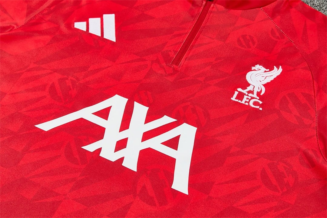 Liverpool Red Black Training Tracksuit 2026/27 - 5 | UAE SPORT STORE AXA sponsor print and Liverpool crest detail on red training top
