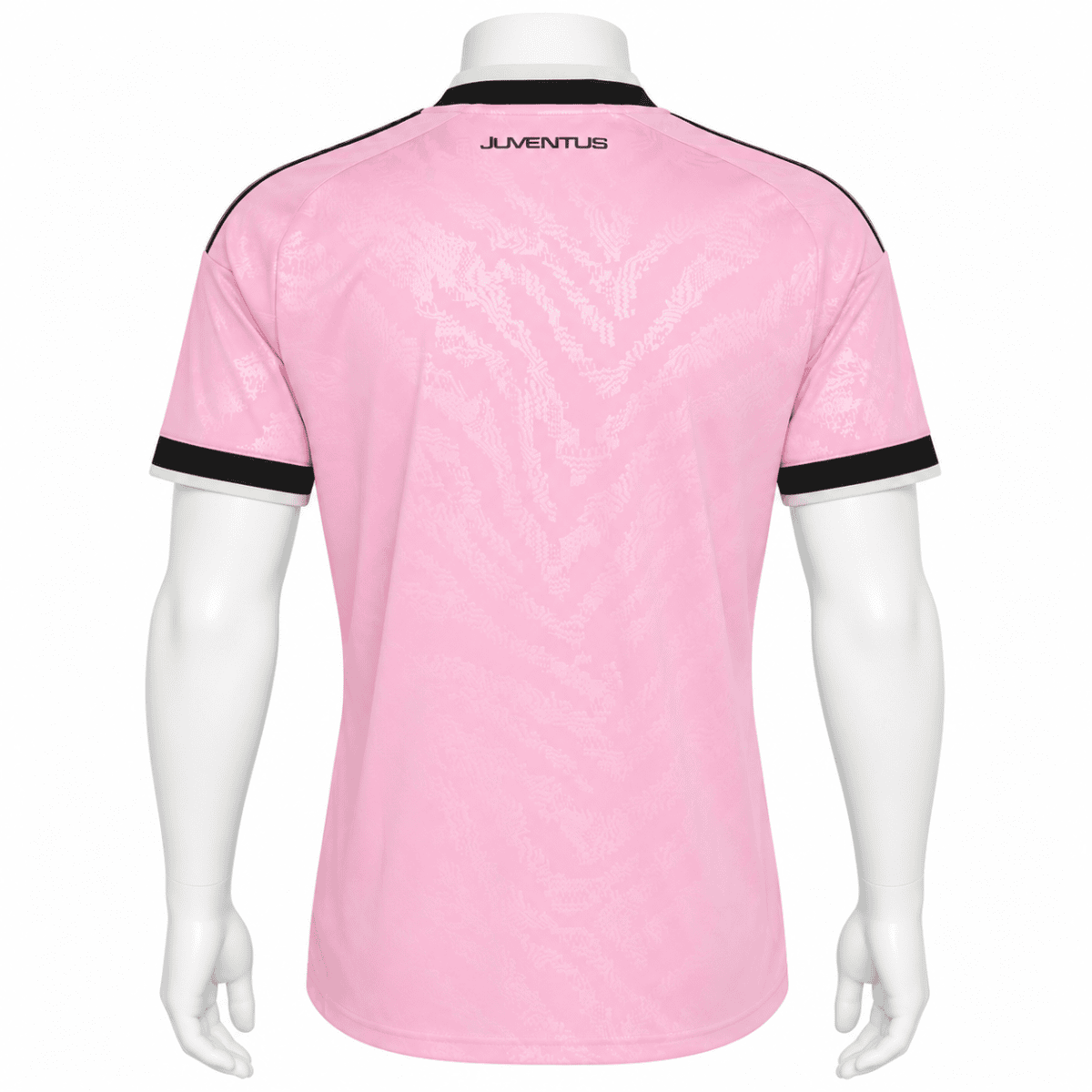 Juventus away player jersey 2026/27 in pink with black accents on sleeves.