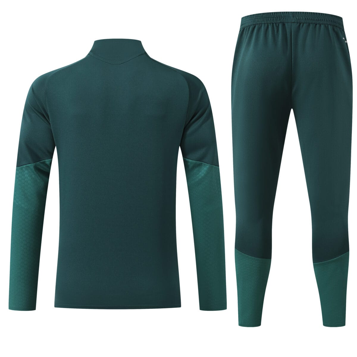 Green training tracksuit with darker green accents for sports training.