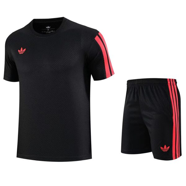 Men's Retro Stripe Black & Red 2-Piece Training Set