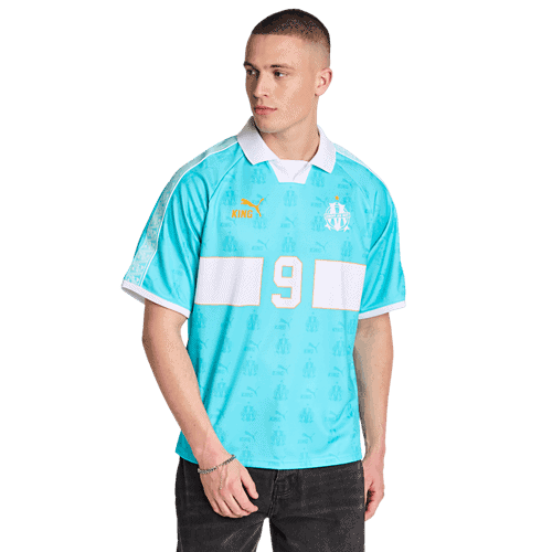 Bright blue football jersey with white accents, number 9, for club or national team.