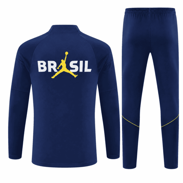 Brazil navy training tracksuit with 'BRASIL' and Jumpman logo on back.