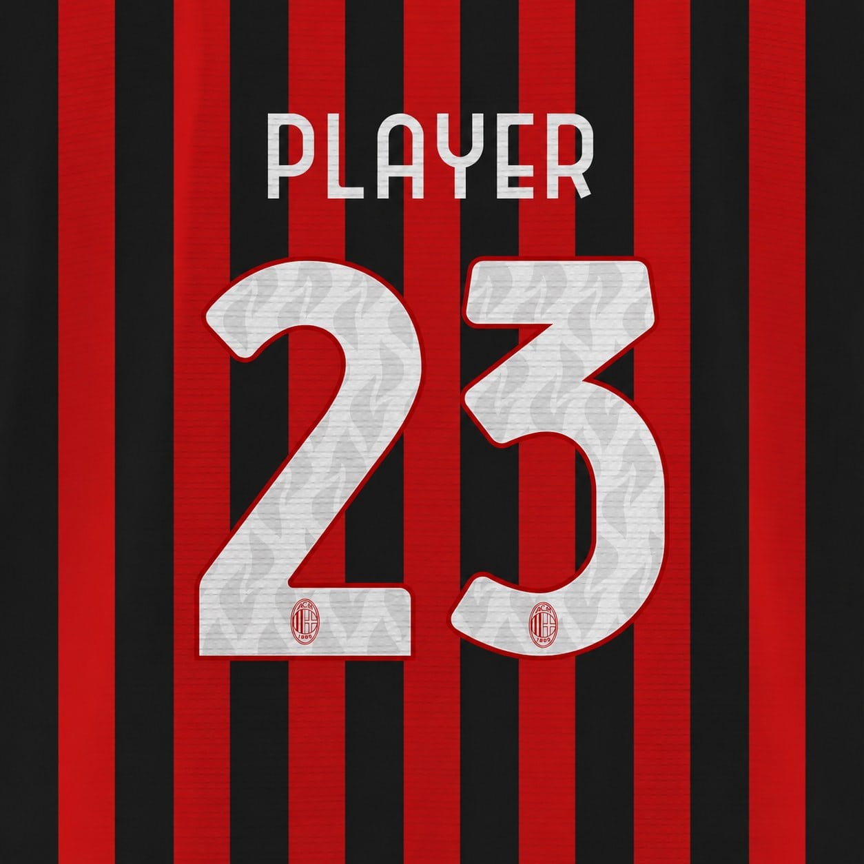 AC Milan 2026/27 Font Kit – Preview | UAE SPORT STORE AC Milan 2026/27 font kit - player name and number preview