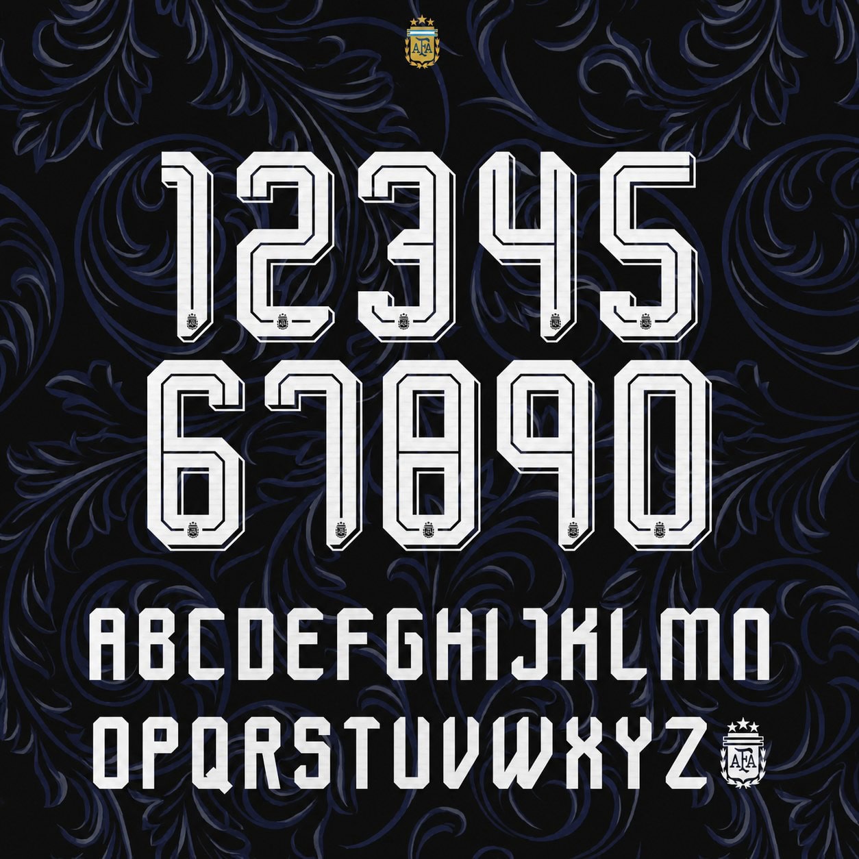 Argentina World Cup 2026 Away Font Kit – Numbers & Letters | UAE SPORT STORE Argentina World Cup 2026 away font kit - full A-Z letters and 0-9 numbers set