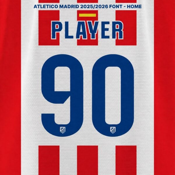 Atletico Madrid 2025 26 Home Font Kit Preview | UAE Sport Store