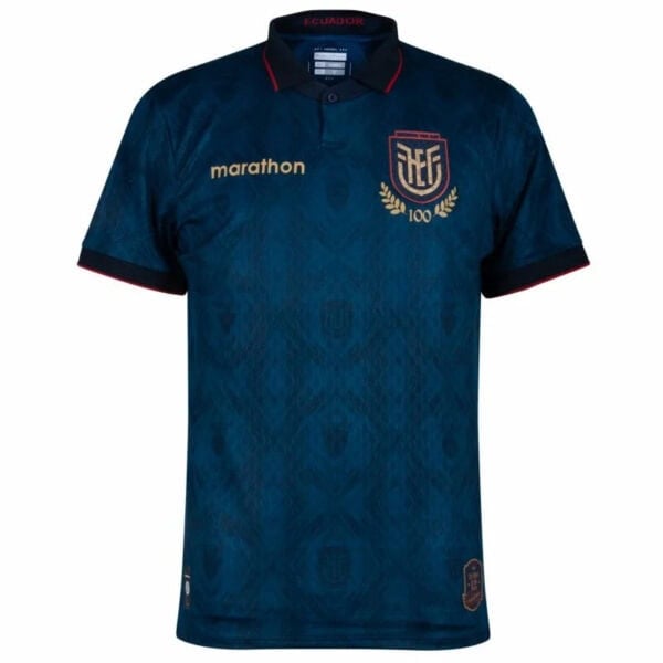 Ecuador Centenary Away Jersey 2025 football kit in blue with red accents.