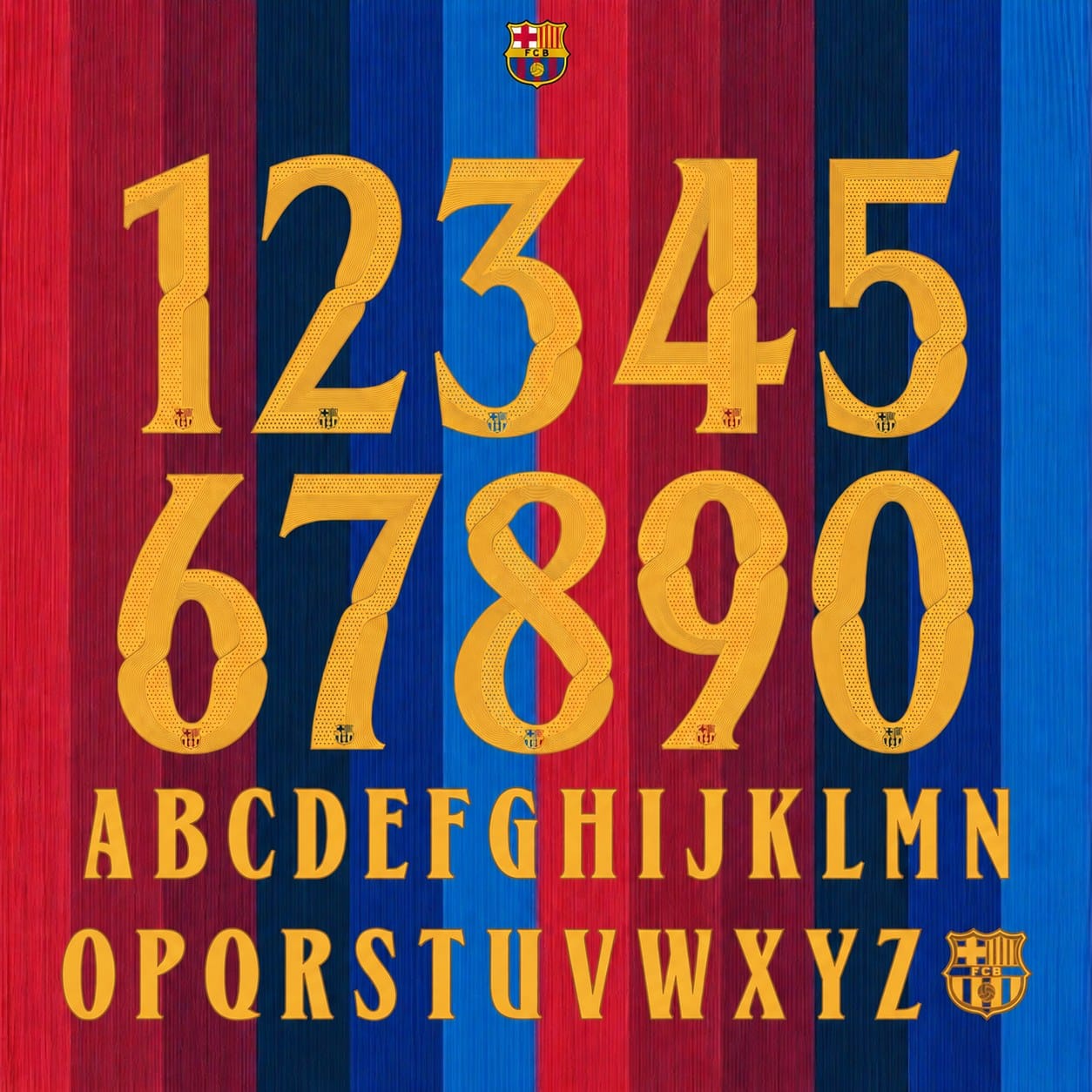 Barcelona 2026/27 Font Kit – Numbers & Letters | UAE SPORT STORE Barcelona 2026/27 font kit - full A-Z letters and 0-9 numbers set