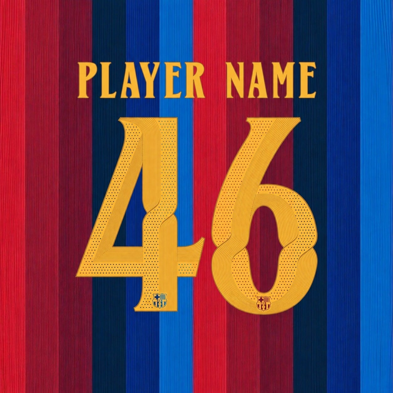 Barcelona 2026/27 Font Kit – Preview | UAE SPORT STORE Barcelona 2026/27 font kit - player name and number preview