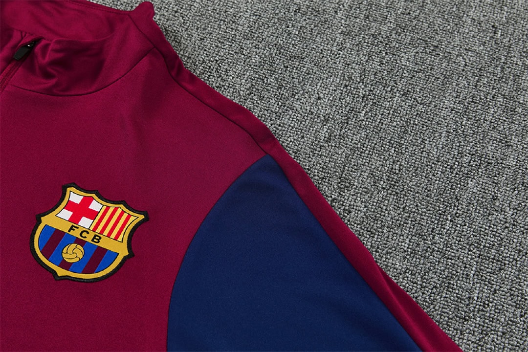 barcelona-burgundy-training-tracksuit-2027-08 | UAE SPORT STORE Barcelona Burgundy Training Tracksuit 2027 - embroidered crest closeup