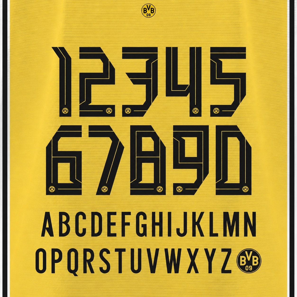 Borussia Dortmund 2026/27 Font Kit – Numbers & Letters | UAE SPORT STORE Borussia Dortmund 2026/27 font kit - full A-Z letters and 0-9 numbers set