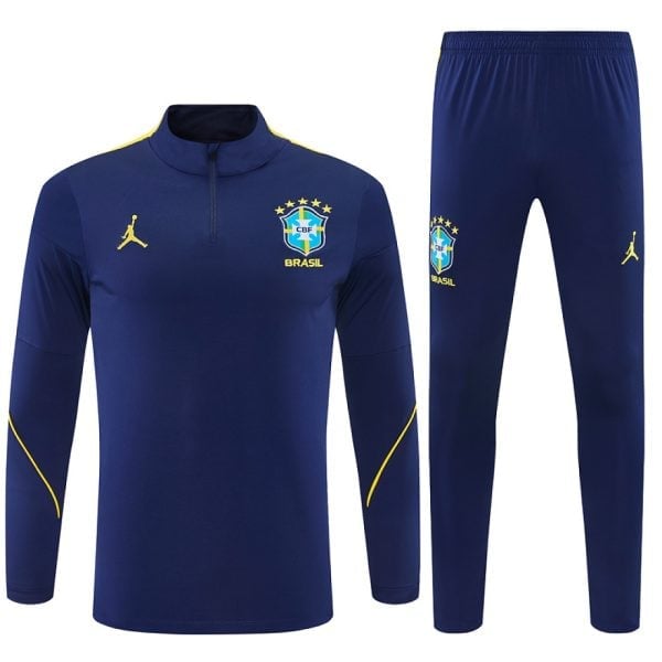 Brazil Navy Training Tracksuit 2027 - front - quarter-zip top and navy track pants
