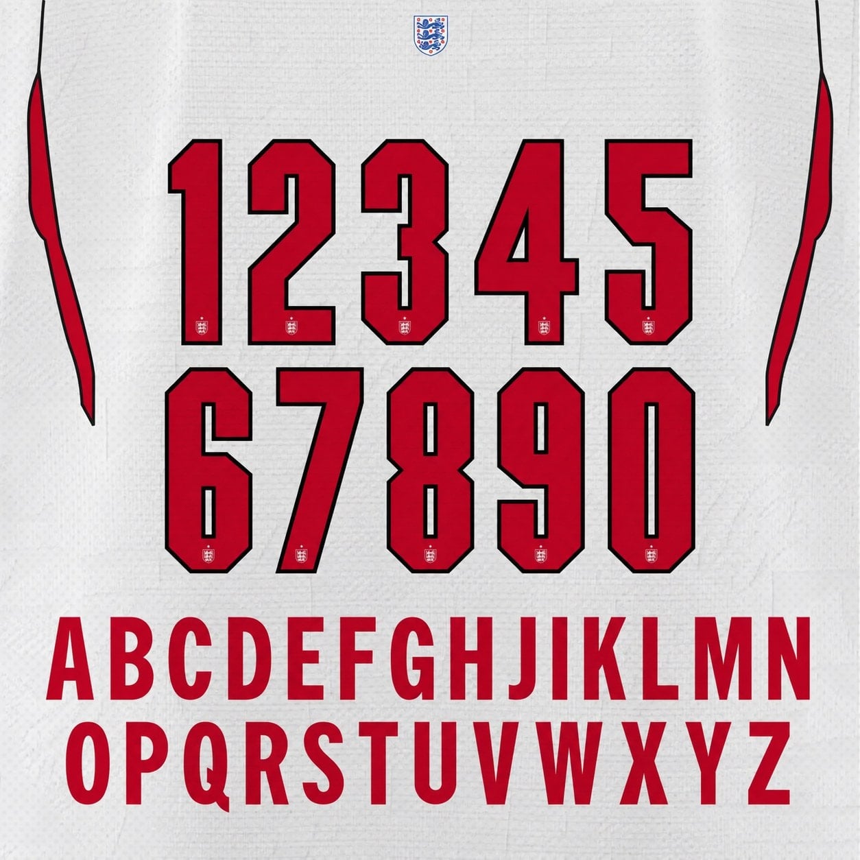 England World Cup 2026 Font Kit – Numbers & Letters | UAE SPORT STORE England World Cup 2026 font kit - full A-Z letters and 0-9 numbers set
