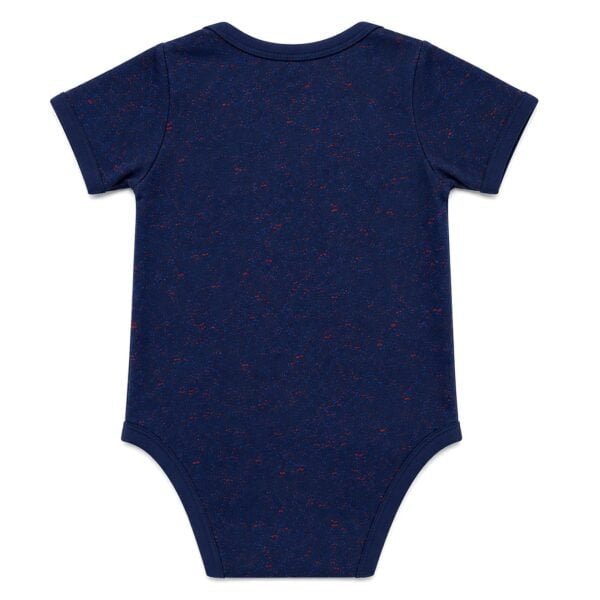 France Home Baby kit in navy with red speckles, short sleeves, for infants.