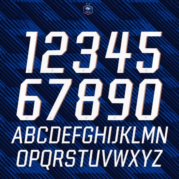 France World Cup 2026 Home Font Kit – Numbers & Letters | UAE SPORT STORE France World Cup 2026 home font kit - full A-Z letters and 0-9 numbers set