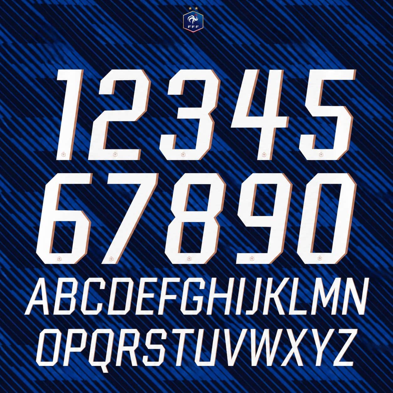 France World Cup 2026 Home Font Kit – Numbers & Letters | UAE SPORT STORE France World Cup 2026 home font kit - full A-Z letters and 0-9 numbers set