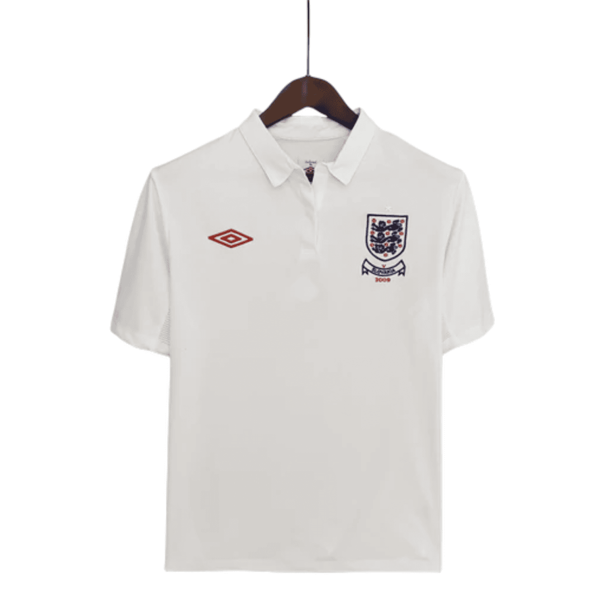 England home football jersey 2010 with crest and Umbro logo in white.
