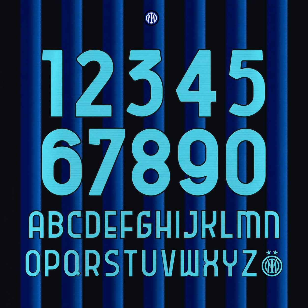 Inter Milan 2026/27 Font Kit – Numbers & Letters | UAE SPORT STORE Inter Milan 2026/27 font kit - full A-Z letters and 0-9 numbers set